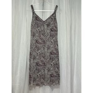 VTG Y2K Paisley 100% Silk Dress Midi Dress Grunge Sleeveless Babydoll Size 12P